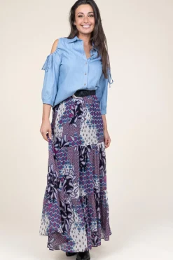 Maxi Skirt With Print Brooke | Purple... | Ba&Sh | Little Soho