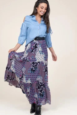 Maxi Skirt With Print Brooke | Purple... | Ba&Sh | Little Soho