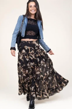 Maxi Skirt With Print Santacroce | Black... | Liu Jo | Little Soho
