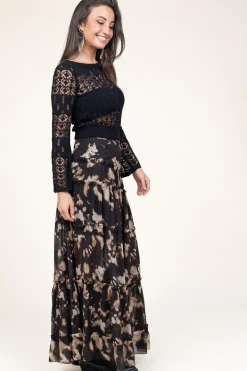 Maxi Skirt With Print Santacroce | Black... | Liu Jo | Little Soho