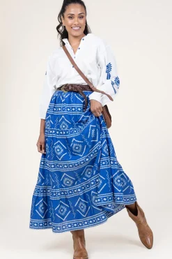Maxi Skirt With Print Sunset | Blue... | Lollys Laundry | Little Soho