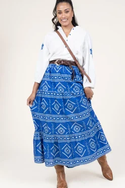 Maxi Skirt With Print Sunset | Blue... | Lollys Laundry | Little Soho