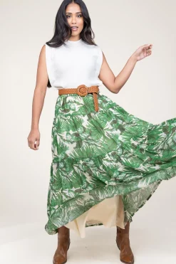 Maxi Skirt With Print Sunset | Green... | Lollys Laundry | Little Soho