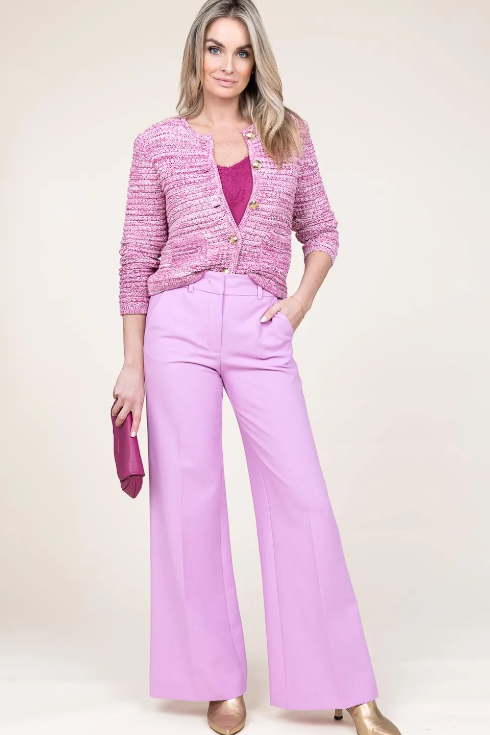 Melange Tricot Cardigan Guspa | Pink... | Ba&Sh | Little Soho