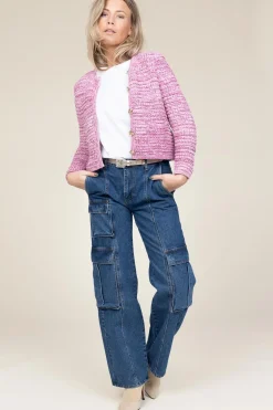 Melange Tricot Cardigan Guspa | Pink... | Ba&Sh | Little Soho