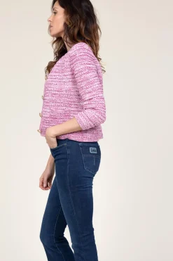 Melange Tricot Cardigan Guspa | Pink... | Ba&Sh | Little Soho