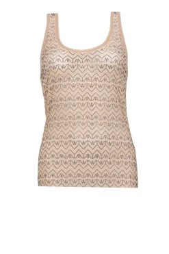 Mesh Top With Logo Lia | Beige... | Patrizia Pepe | Little Soho