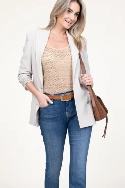 Mesh Top With Logo Lia | Beige... | Patrizia Pepe | Little Soho