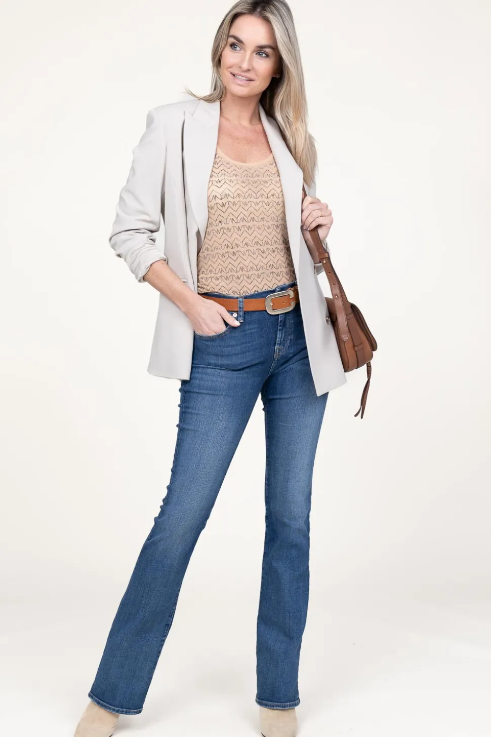 Mesh Top With Logo Lia | Beige... | Patrizia Pepe | Little Soho