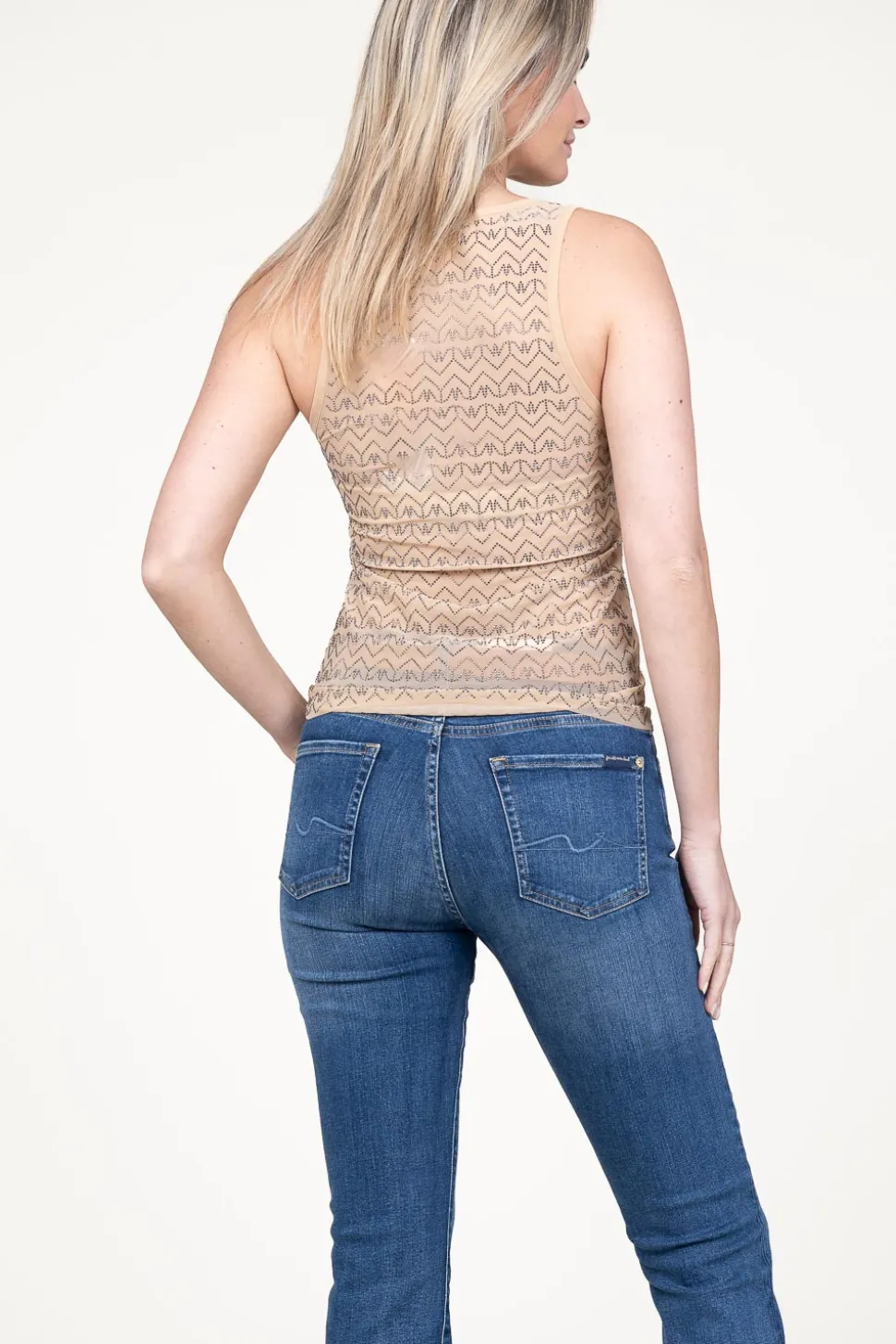 Mesh Top With Logo Lia | Beige... | Patrizia Pepe | Little Soho