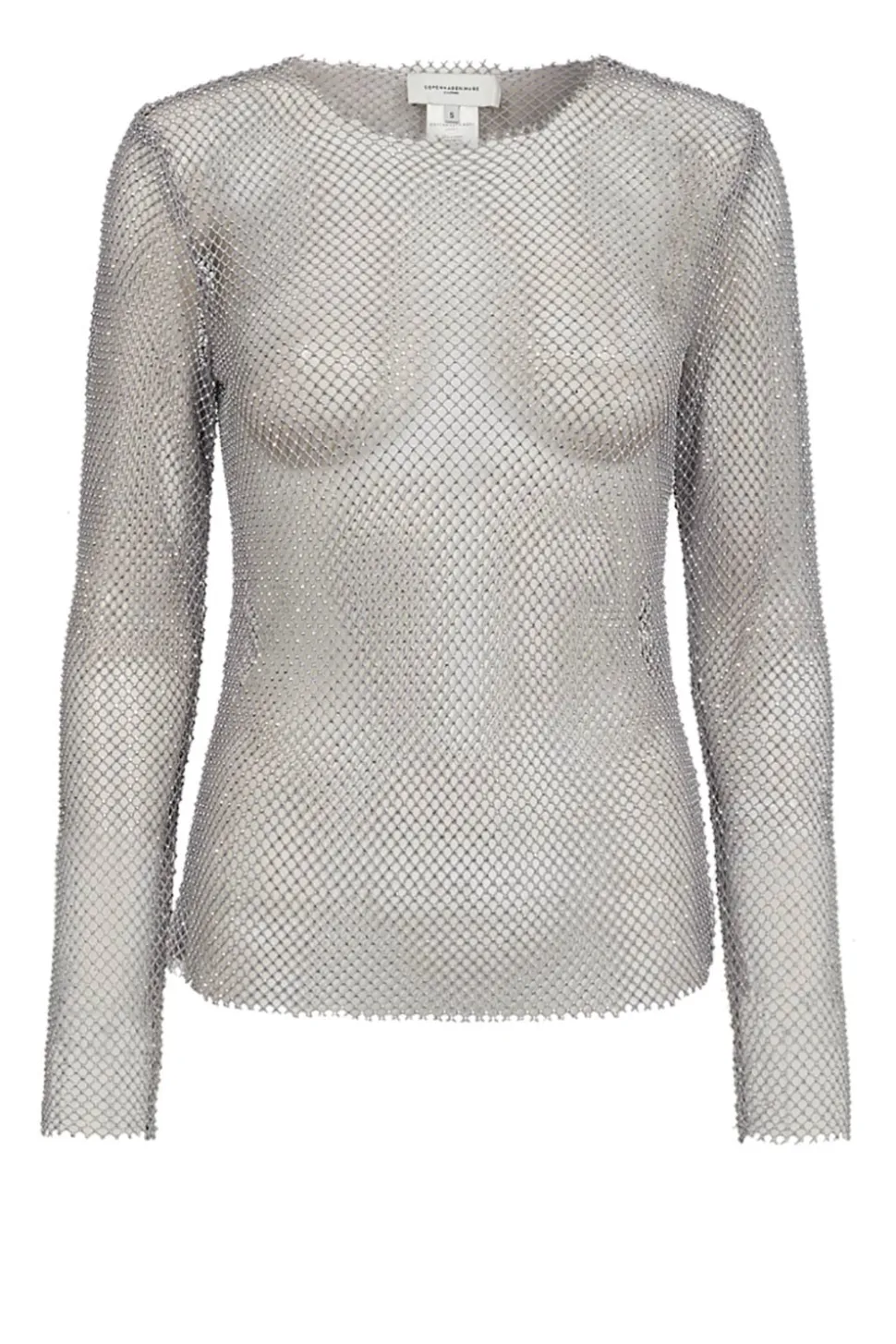 Mesh Top With Rhinestones Stone | Silver... | Copenhagen Muse | Little Soho
