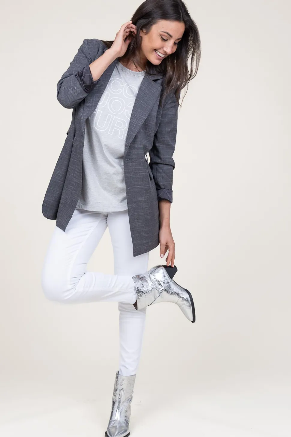 Metallic Ankle Boots Kaia | Silver... | Dante 6 | Little Soho