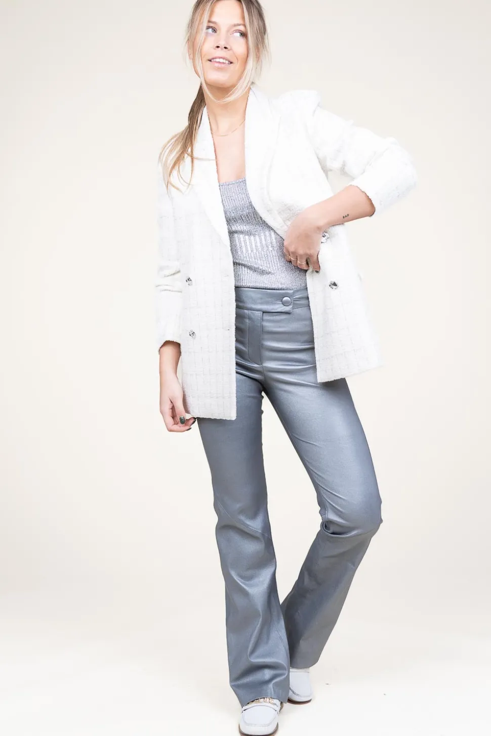 Metallic Baby Rib Top Lika | Silver... | Copenhagen Muse | Little Soho
