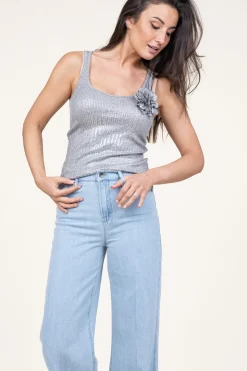 Metallic Baby Rib Top Lika | Silver... | Copenhagen Muse | Little Soho