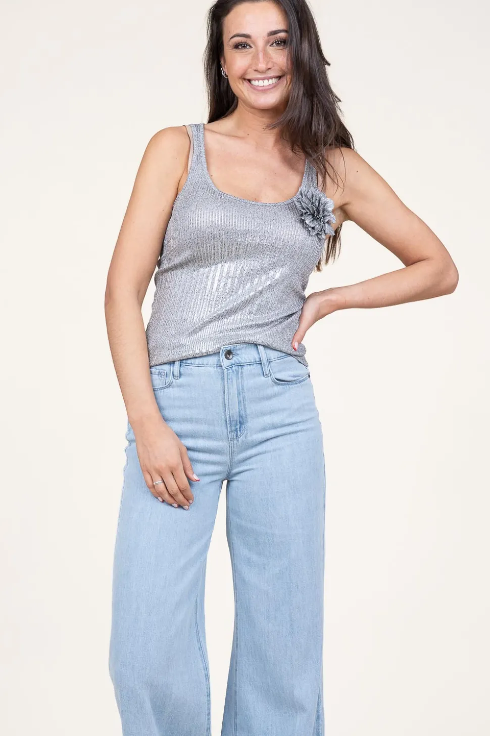 Metallic Baby Rib Top Lika | Silver... | Copenhagen Muse | Little Soho