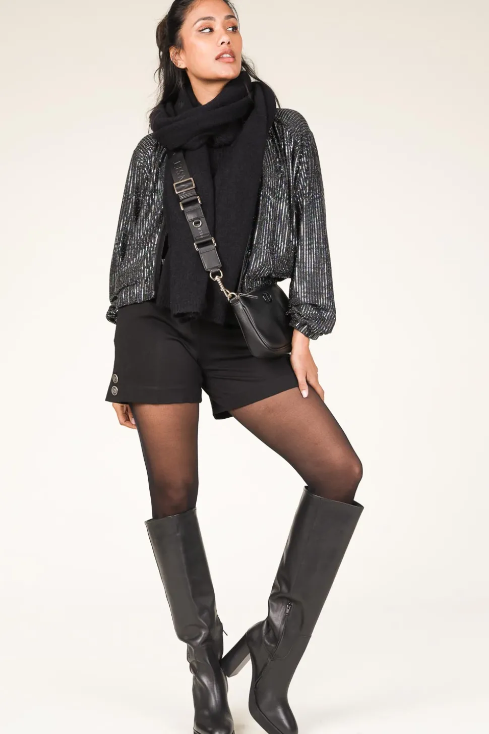 Metallic Bomber Jacket Dazzling | Black... | Dante 6 | Little Soho