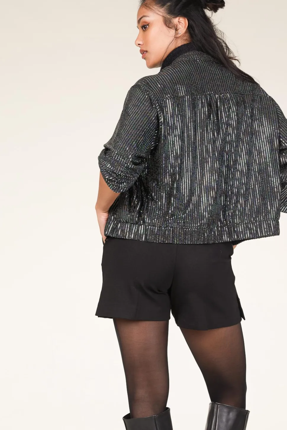 Metallic Bomber Jacket Dazzling | Black... | Dante 6 | Little Soho