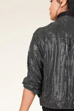 Metallic Bomber Jacket Dazzling | Black... | Dante 6 | Little Soho