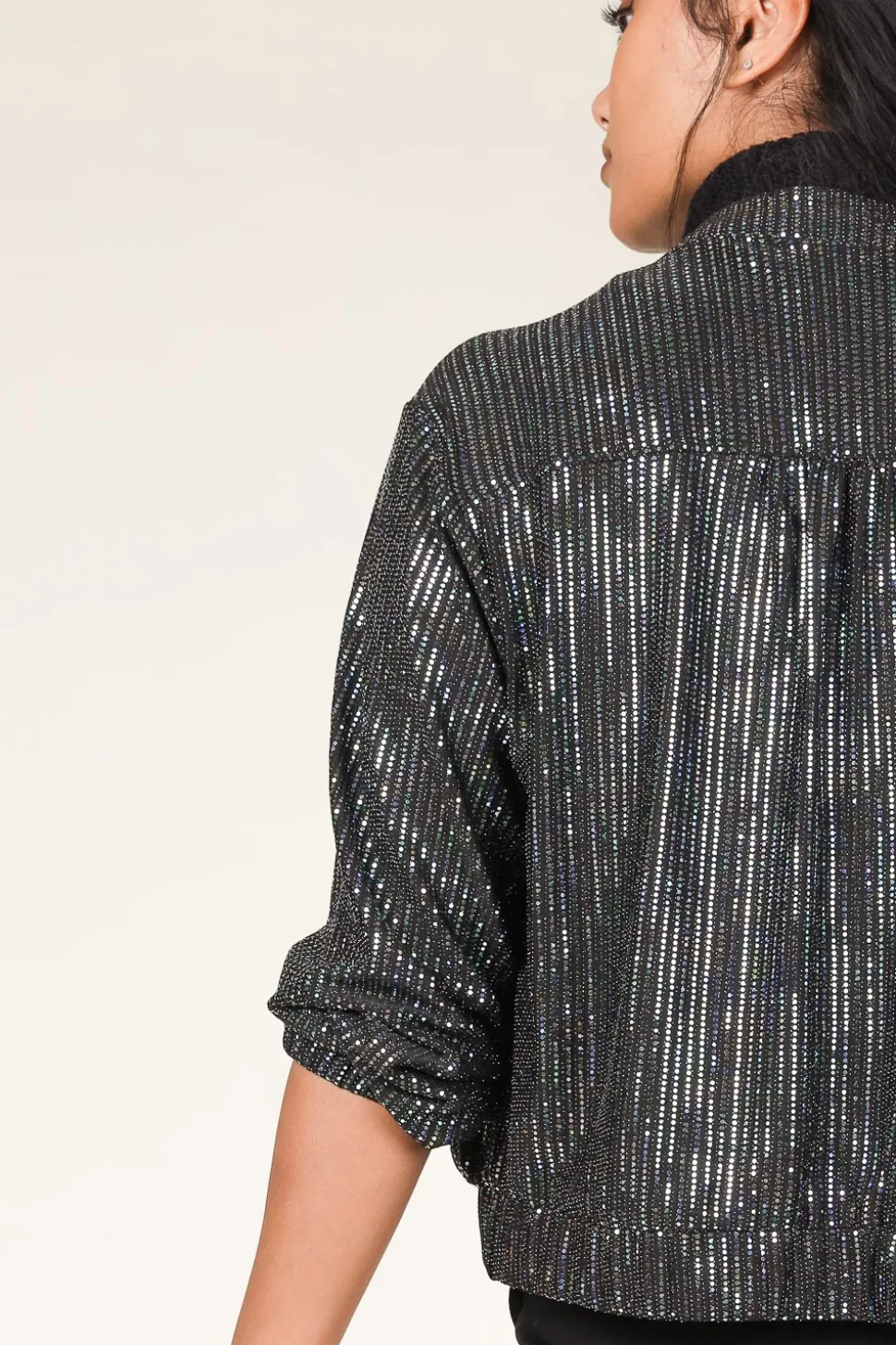 Metallic Bomber Jacket Dazzling | Black... | Dante 6 | Little Soho