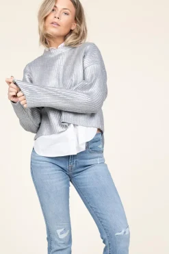 Metallic Boxy Sweater Row | Silver... | Co'Couture | Little Soho
