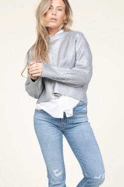 Metallic Boxy Sweater Row | Silver... | Co'Couture | Little Soho