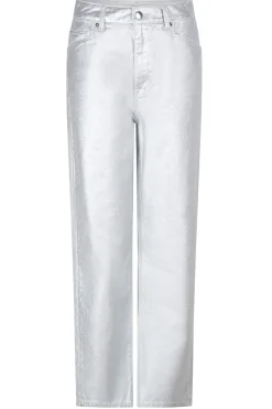 Metallic Cropped Jeans Axelle | Silver... | Dante 6 | Little Soho