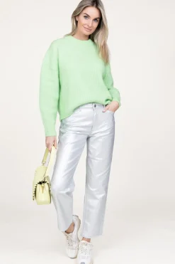 Metallic Cropped Jeans Axelle | Silver... | Dante 6 | Little Soho