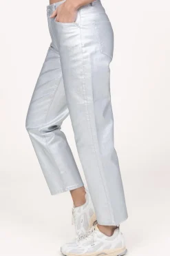 Metallic Cropped Jeans Axelle | Silver... | Dante 6 | Little Soho