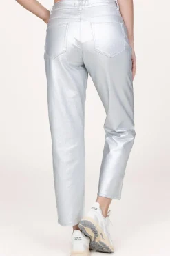 Metallic Cropped Jeans Axelle | Silver... | Dante 6 | Little Soho