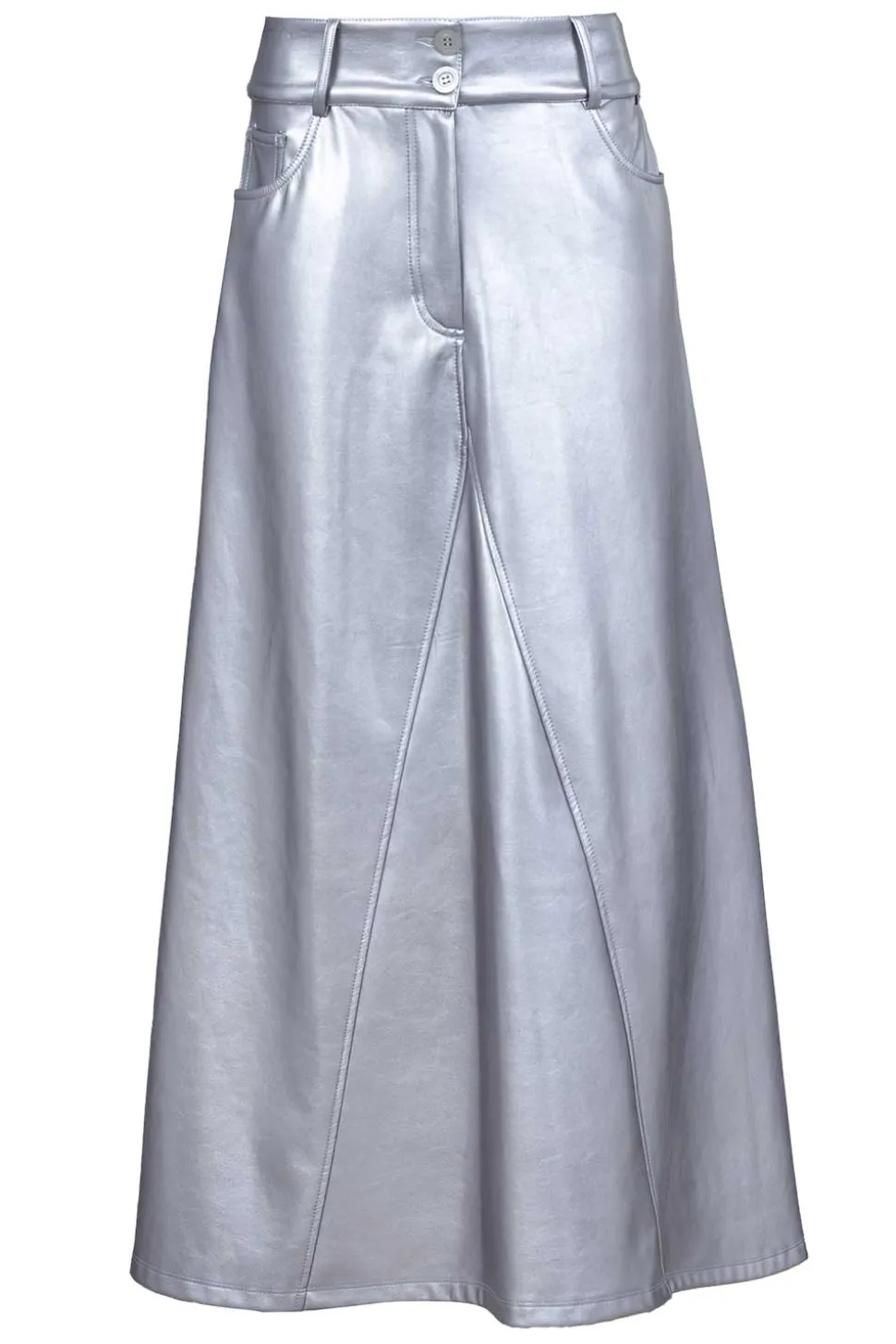 Metallic Faux Leather Skirt Gloria | Silver... | D-Etoiles Casiope | Little Soho