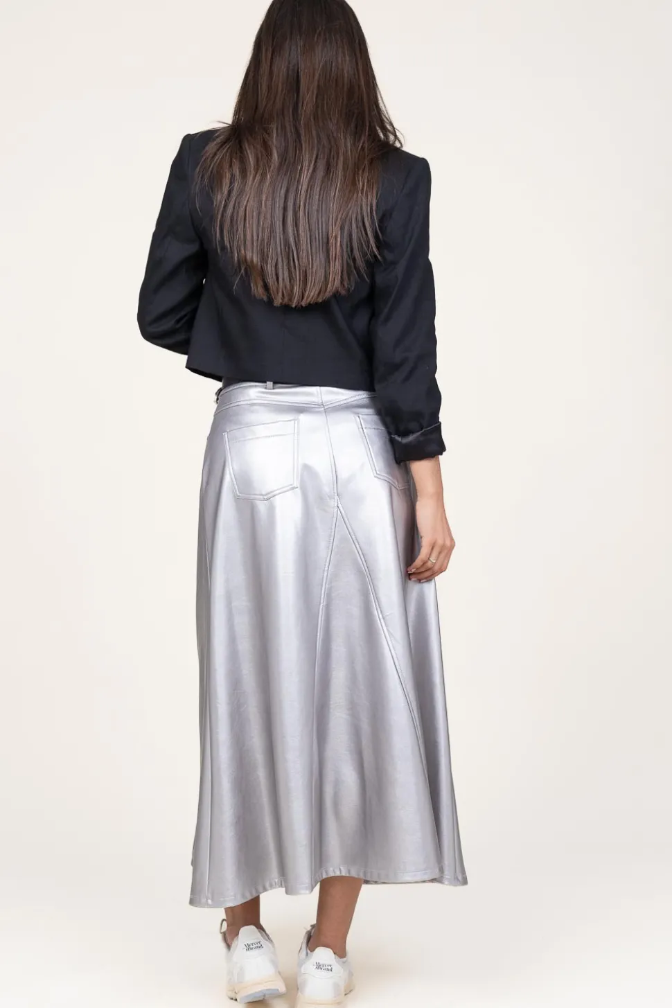 Metallic Faux Leather Skirt Gloria | Silver... | D-Etoiles Casiope | Little Soho