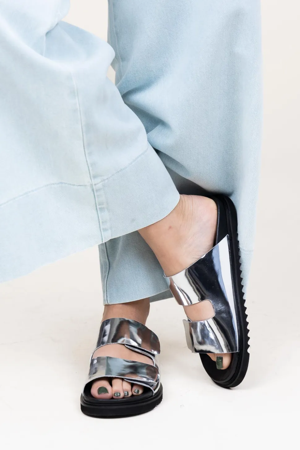 Metallic Leather Sandals Dawn | Silver... | Ivylee Copenhagen | Little Soho