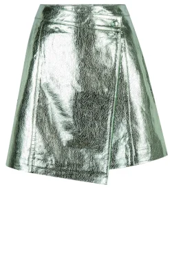 Metallic Leather Skirt Meadow | Green... | Dante 6 | Little Soho
