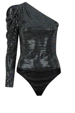 Metallic One-Shoulder Body Ashley | Black... | Dante 6 | Little Soho