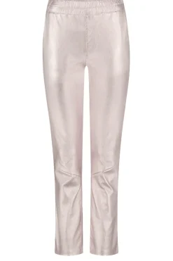 Metallic Stretch Leather Pants Pablo | Pink... | Ibana | Little Soho