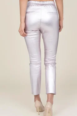 Metallic Stretch Leather Pants Pablo | Pink... | Ibana | Little Soho