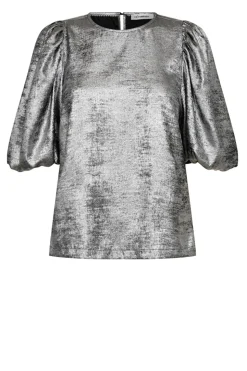 Metallic Top With Puffed Sleeves Chloe | Silver... | Co'Couture | Little Soho