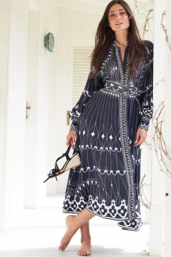 Midi Dress With Belt Pernilla | Black... | Scarlett Poppies | Little Soho