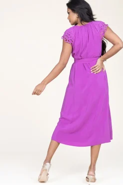 Midi Dress With Embroidery Details Celest | Purple... | Suncoo | Little Soho