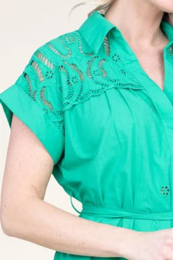 Midi Dress With Embroidery Details Coco | Green... | Suncoo | Little Soho