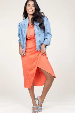 Midi Dress With Print Chona | Orange... | Suncoo | Little Soho