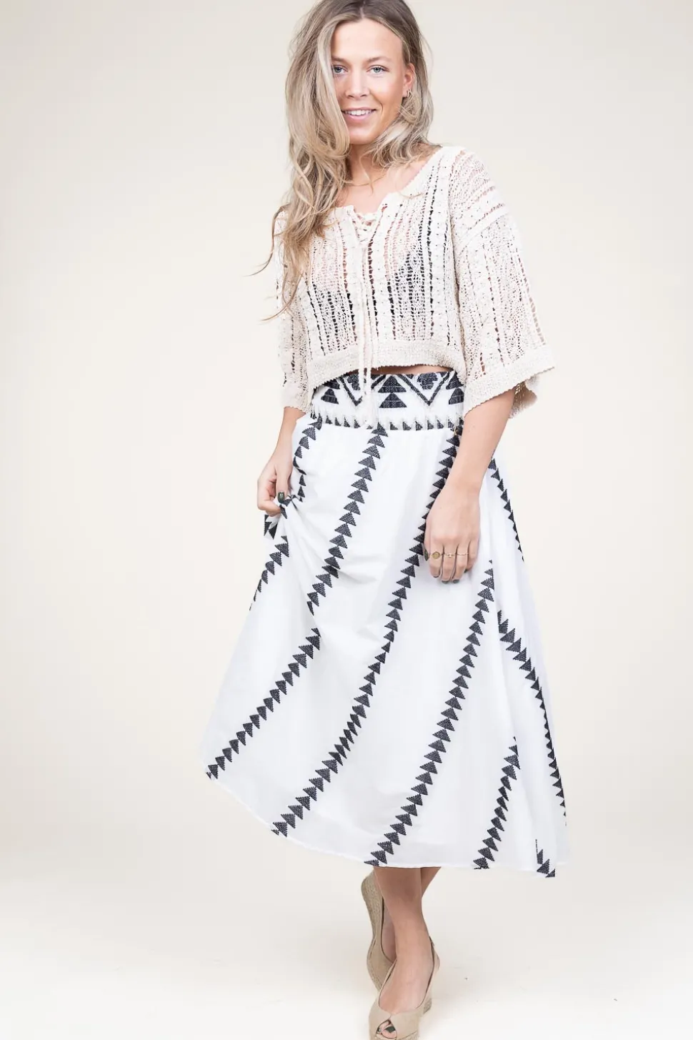 Midi Skirt Met Print Bonosa | Black & White... | Kocca | Little Soho