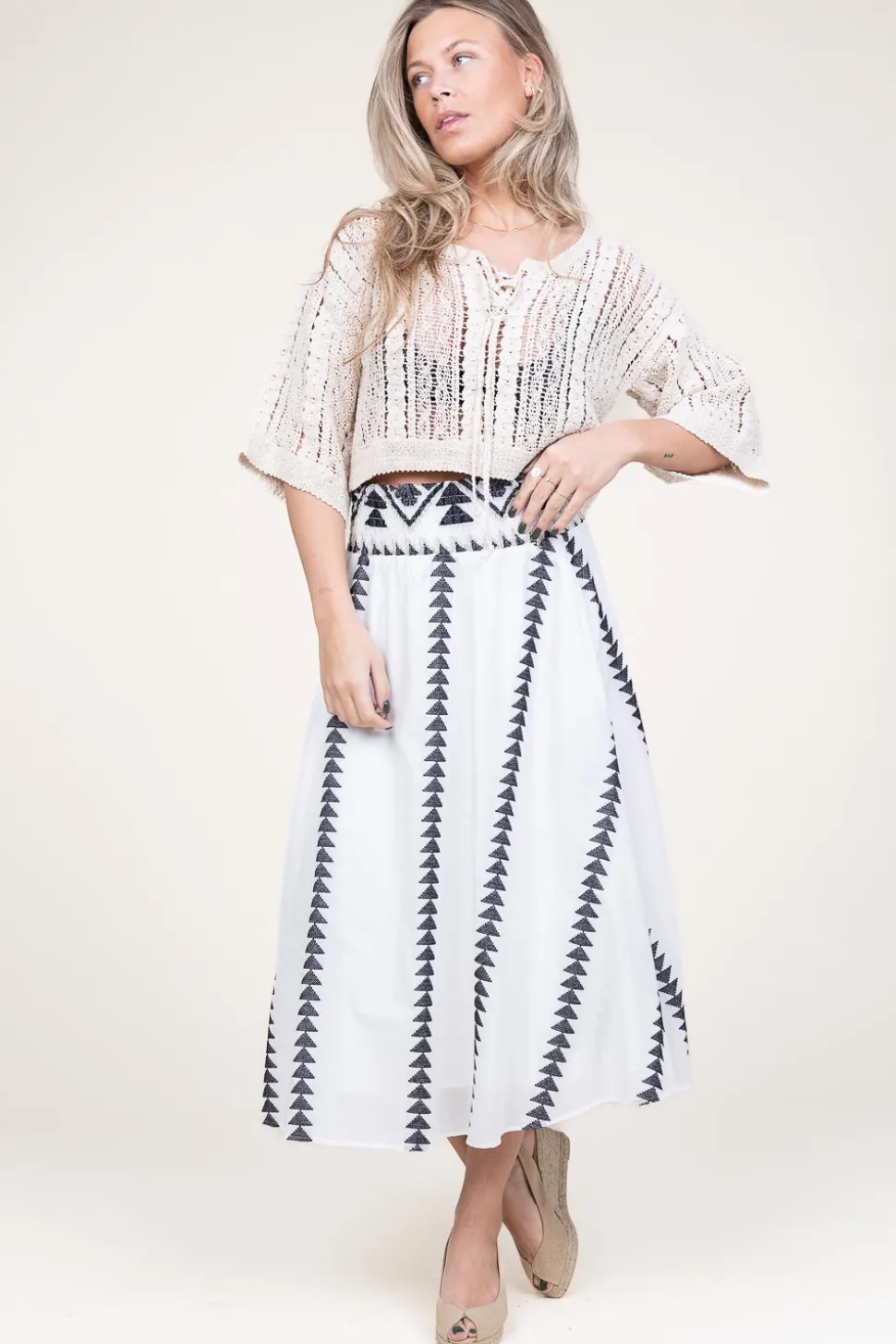 Midi Skirt Met Print Bonosa | Black & White... | Kocca | Little Soho