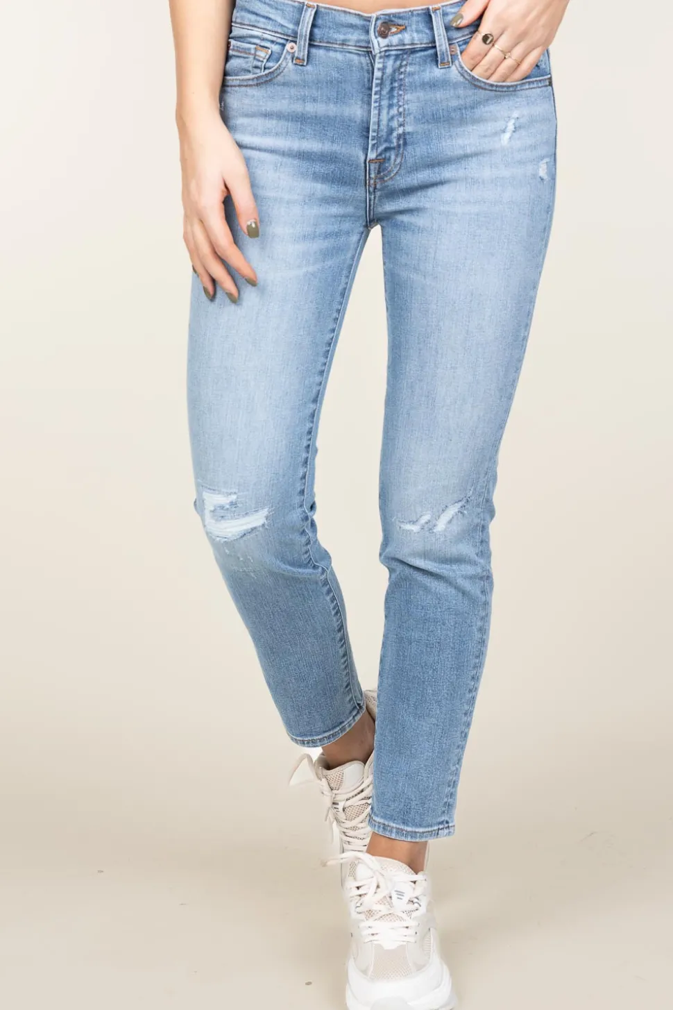 Mid Waist Skinny Jeans Roxanne | Blue... | 7 For All Mankind | Little Soho