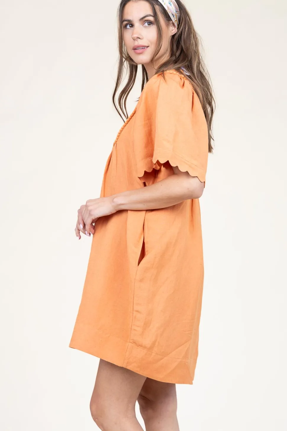 Mini Dress With Embroidery Dorra | Camel... | Scarlett Poppies | Little Soho