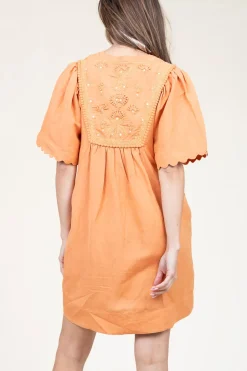 Mini Dress With Embroidery Dorra | Camel... | Scarlett Poppies | Little Soho