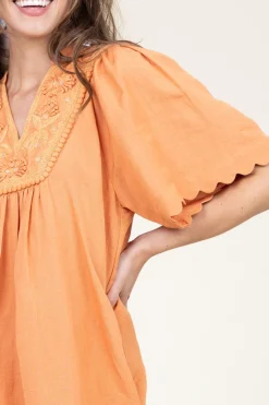 Mini Dress With Embroidery Dorra | Camel... | Scarlett Poppies | Little Soho