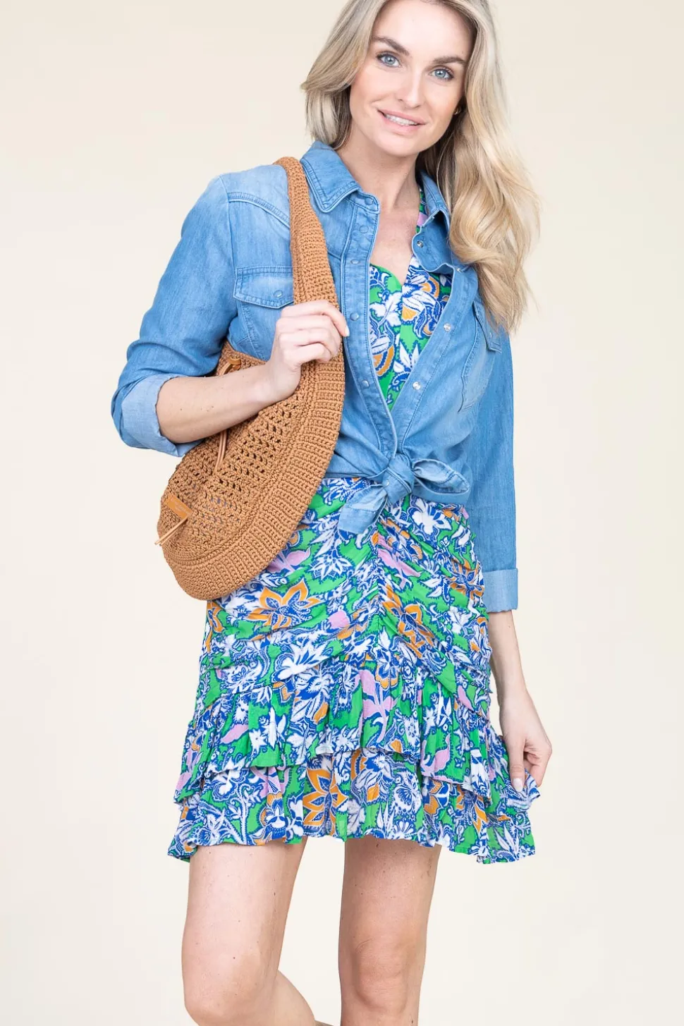 Mini Dress With Print Clarine | Blue... | Suncoo | Little Soho