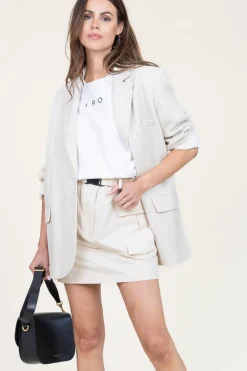 Mini Skirt With Coating Neline | Natural... | Second Female | Little Soho