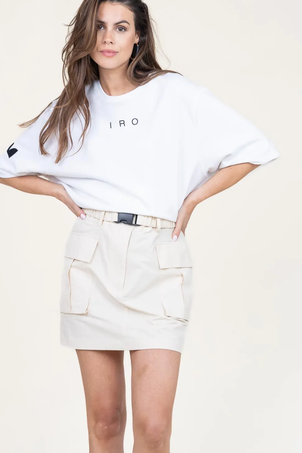 Mini Skirt With Coating Neline | Natural... | Second Female | Little Soho